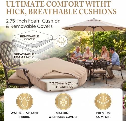 7-Pcs Cast Aluminum Patio Dining Set - Image 4