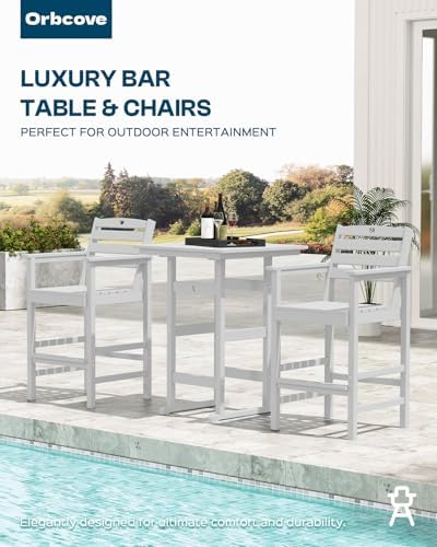 Patio Bar Table, Adirondack Chairs and Table 2 Pieces Set, 46“ Height Bar - Image 5