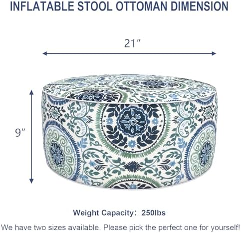 Outdoor Patio Inflatable Ottoman, 21x9 Inch Portable Stool Ottoman - Image 2