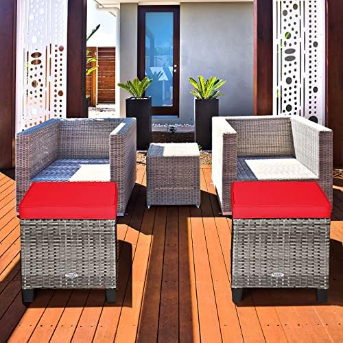 RELAX4LIFE 2-Piece Patio Rattan Ottomans - Image 2