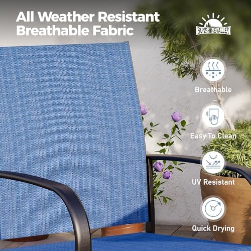 7pc Patio Dining Set, 60”Metal Table & 6 Chairs - Image 3