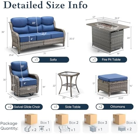 Luxury 6" Thick Cushioned 7 Pieces Patio Furniture Set - Image 2