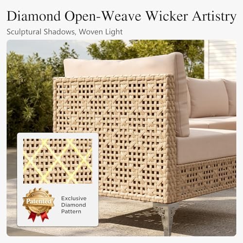 Sophia and William 7 Pieces Wicker Patio Sofa Set, Coffee Table - Image 4