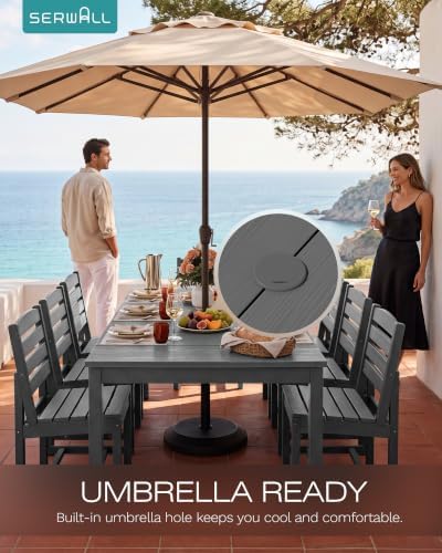 SERWALL Outdoor Dining Set, 7 Piece Armless Dining Set - Image 4