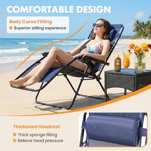 NEWBULIG Zero Gravity Chairs Set of 2, Folding Lounge Recliner Chair - Image 4