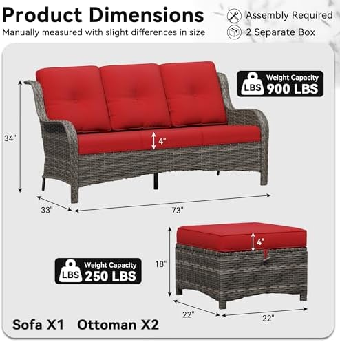 3-Piece Outdoor Couch Set, Include Wicker Patio Sofa - Image 3