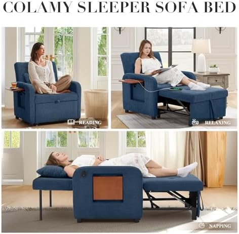 MALOL Convertible Chair-Fabric Sofa Bed, Single Sleeper Sofa - Image 3