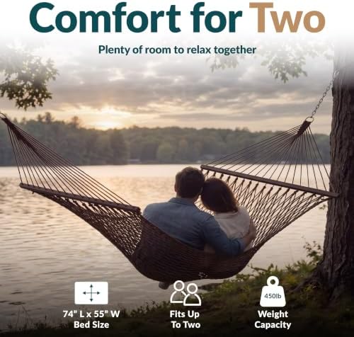 Sunnydaze Double Cotton Rope Hammock - Image 2