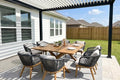 PURPLE LEAF Patio Dining Set for 8, Square Teak-Finish Table and Chairs by PURPLELEAF