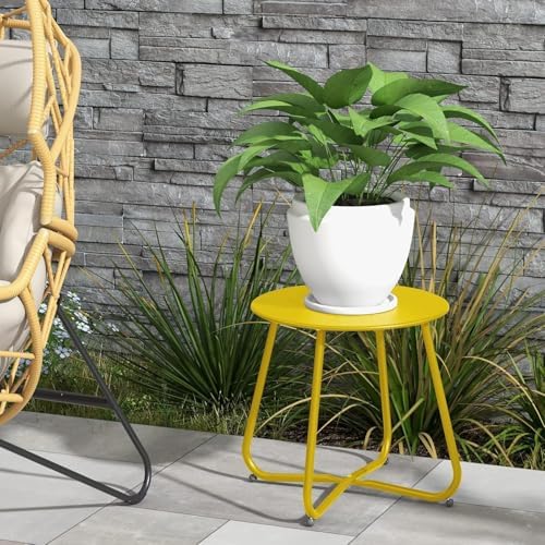 Lemon Yellow Patio Side Table, Pool & Tailgate, Rust-Resistant Lightweight - Image 5