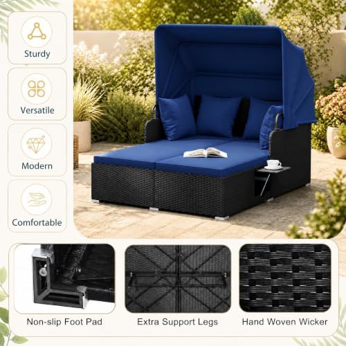 COSTWAY Outdoor Daybed with Retractable Canopy - Image 6