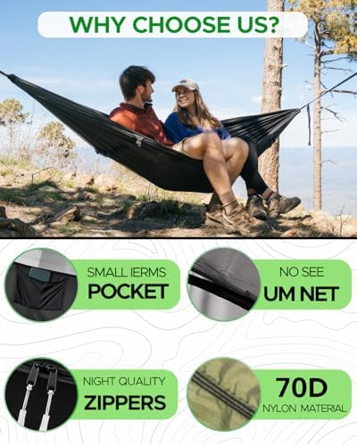 Camping Hammock with Spacious Net, Single/Double, Outdoor&Indoor - Image 5