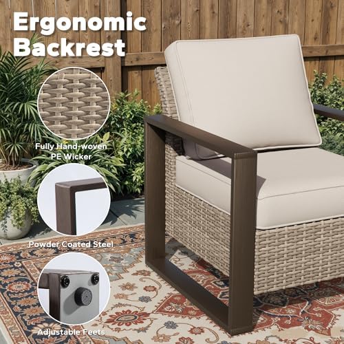 Outdoor Patio Chairs, 5 Pieces Wicker Rattan Furniture Set, 2 Patio Chairs - Image 3