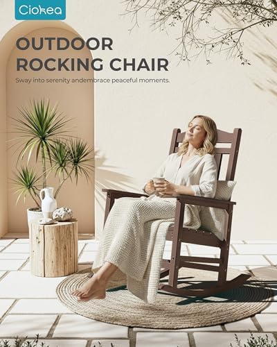 Oversized Outdoor Rocking Chairs Set of 6, 380lbs Heavy-Duty Large Patio Rocker - Image 3