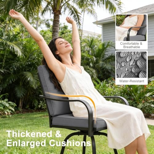 Outdoor Swivel Bar Stools Set of 2, High Top Patio Chairs - Image 4