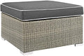 Modway Repose Wicker Rattan Outdoor Patio Ottoman wth Cushions in Light Gray by Modway