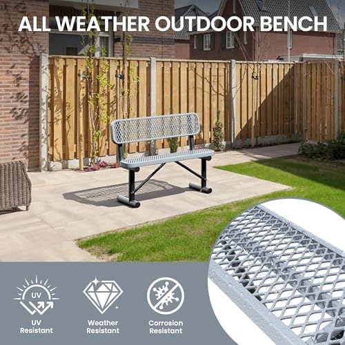 4 Feet Steel Park Bench for Outside, Outdoor Bench - Image 6