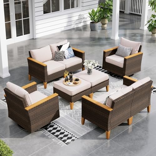 Sophia & William 8 Pieces Wicker Patio Furniture Set, Swivel Chairs by SophiaWilliam