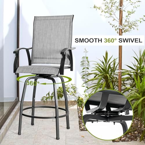 NUU GARDEN 5 Piece Patio Swivel Bar Set, All-Weather Textilene High Bistro - Image 5