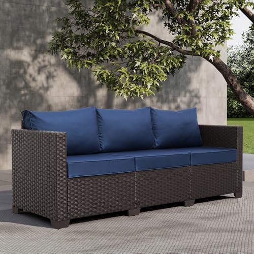Valita Patio Furniture 3-seat Sofa Brown Wicker Outdoor Furniture Outdoor Couch - Image 3