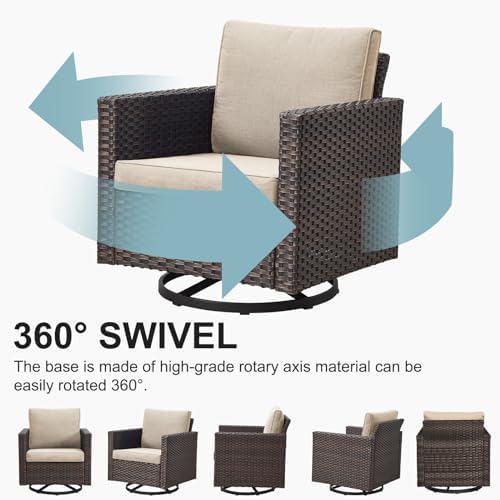 Wicker Chairs Outdoor Bistro Set Oversize Patio Swivel Rocker, Rattan Outdoor - Image 3