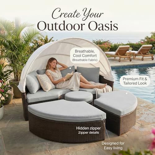 75" Outdoor Round Daybed Cover Replacement -4 Set- Wate Repellent & Fade - Image 7