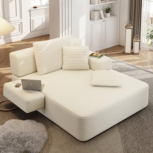 48.5'' Oversized Chaise Lounge Indoor, Corduroy Boneless Couch by Tabaray