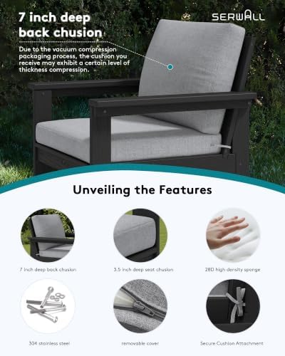 SERWALL HDPE Outdoor Patio Furniture Set Outdoor Couch - Image 4