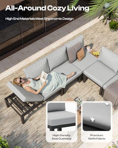 Aluminum Modular Outdoor Patio Furniture Set, Daybed Sectional - Image 4