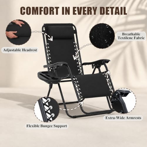 JEAREY Zero Gravity Chairs Set of 2, Patio Adjustable Recliners - Image 6