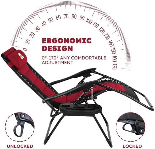 Oversized Zero Gravity Chairs Set of 2, 400-lb Capacity Recliner - Image 4