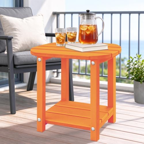 2-Tier Patio Side Table, Heavy Duty HDPE Outdoor End Table - Image 2