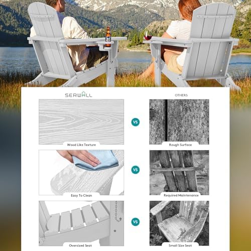 SERWALL Outdoor Adirondack Chair Set of 4 - Image 3