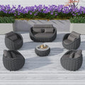 TWT 6-Piece Aluminum Patio Furniture Set, Textilene Dark Grey w/Table by TWT