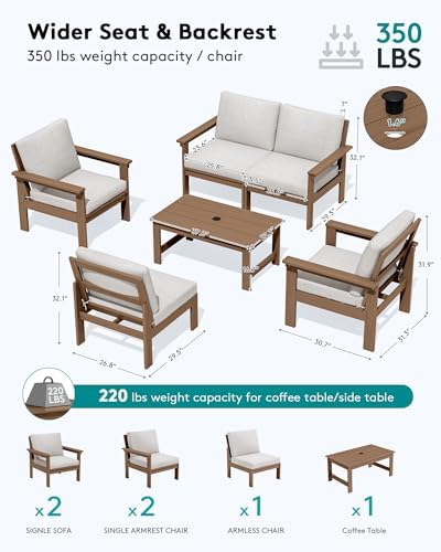 SERWALL HDPE Outdoor Patio Furniture Set Outdoor Couch - Image 2