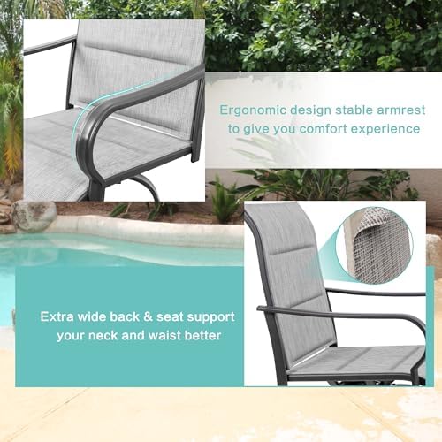 Vongrasig 4 Piece Outdoor Patio Swivel Bar Chairs, All Weather Padded Sling - Image 4