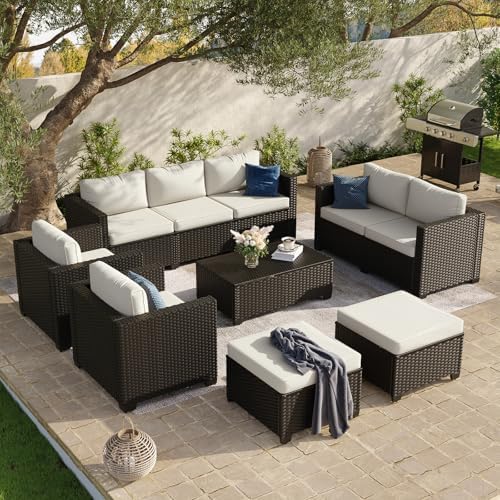 Aoxun 10 Piece Outdoor Patio Furniture Set 9 Seats, Outdoor Sectional by Aoxun