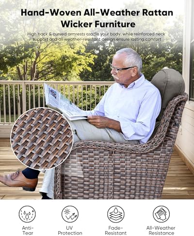 2-Piece Wicker Swivel Rocker Chairs - Image 5