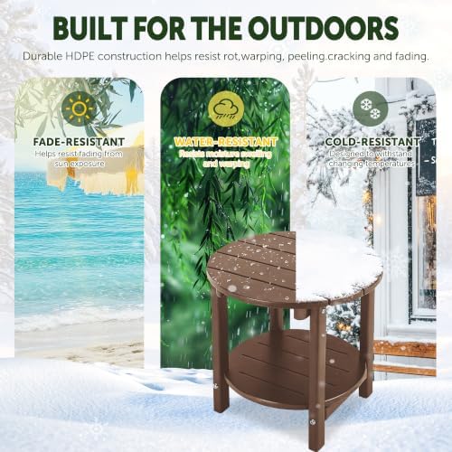 Round Adirondack Side Table Double End Table, Outdoor Side Tables - Image 4