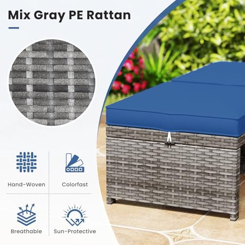 HAPPYGRILL Patio Ottomans Set of 2, PE Rattan Footstools - Image 7