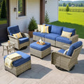 HOOOWOOO Outdoor Sectional Patio Furniture Set, 8 Pieces Wicker Conversation by DesignforBetterLife