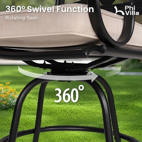 PHI VILLA Outdoor Bar Stools 4 PCS, Wrought Iron - Image 5