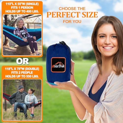 AnorTrek Camping Hammock, Super Lightweight Portable Parachute Hammock - Image 2