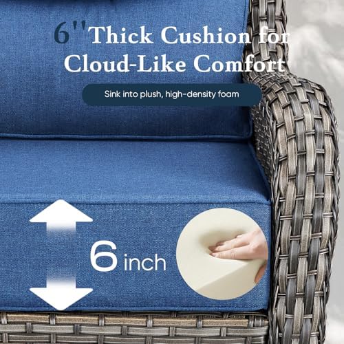 Luxury 6" Thick Cushioned Outdoor Swivel Rocker Chairs Set of 4 - Image 4