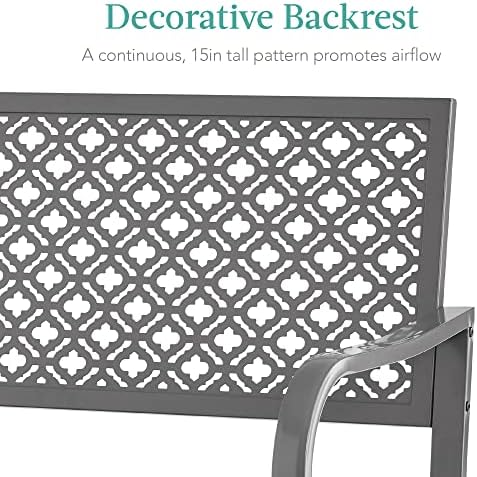 Best Choice Products Outdoor Bench 2-Person Metal Steel Benches Furniture - Image 5
