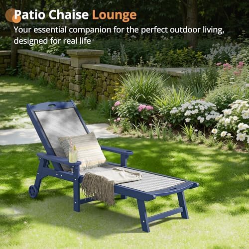 LUE BONA Chaise Lounge Chair, HDPS & HDPE Wicker Material - Image 5