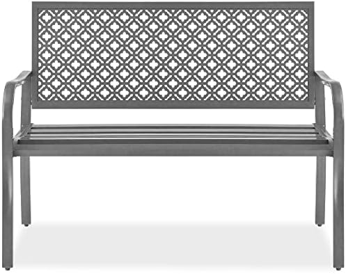Best Choice Products Outdoor Bench 2-Person Metal Steel Benches Furniture by BestChoiceProducts
