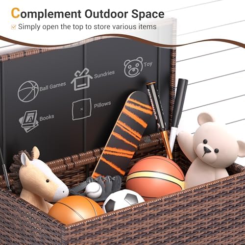 UDPATIO Outdoor Storage Table Patio Coffee Table All Weather Wicker Side Table - Image 4