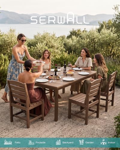 SERWALL Outdoor Dining Set, 7 Piece Armless Dining Set - Image 4