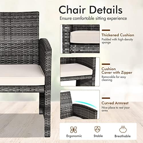Goplus 4-Piece Rattan Patio Furniture Set, Outdoor Wicker Conversation Sofa - Image 4